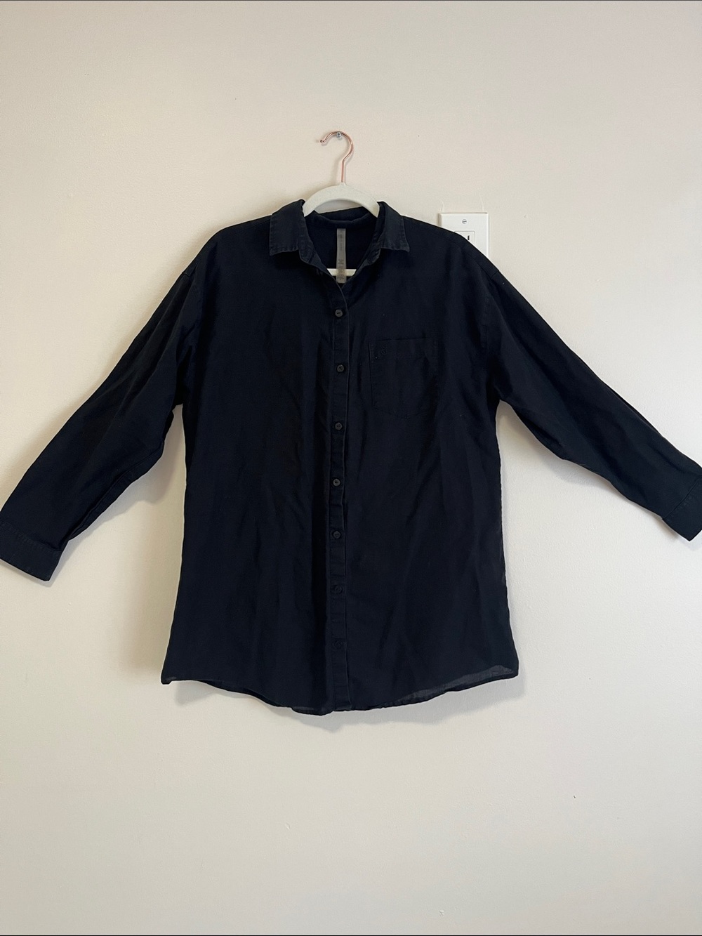 Victoria's Secret Black Long-Sleeve Button-Down Shirt